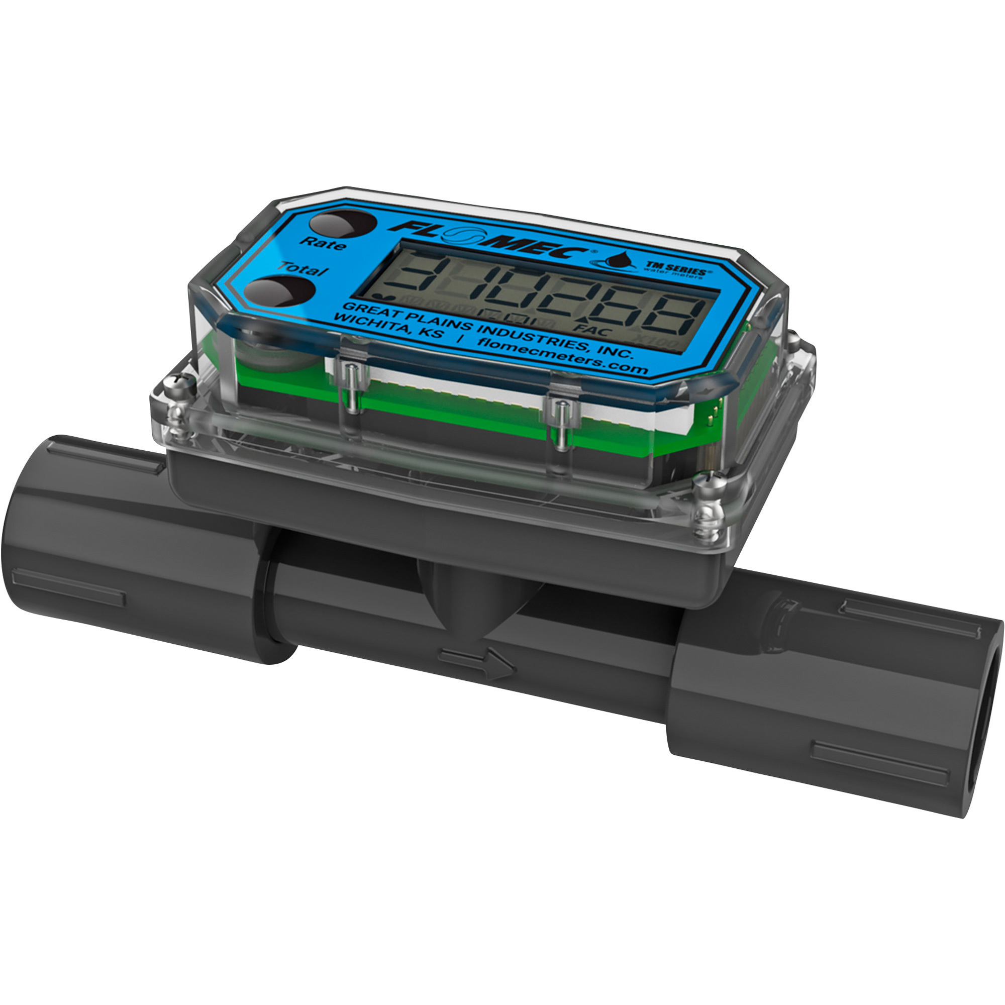 Flomec PVC Water Processing and Irrigation Flow Meter — 1/2in. to 2in., 1–10 GPM, Model# TM05NQ9GMA